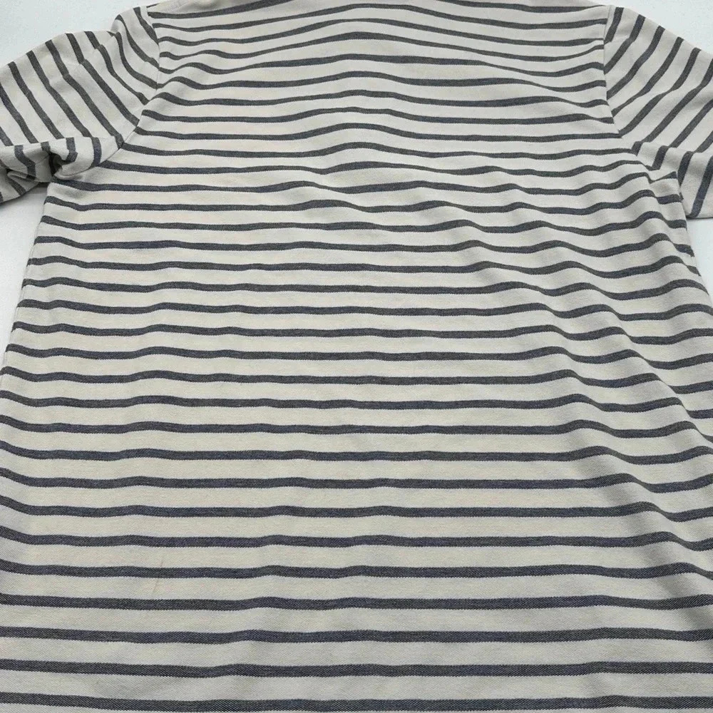 Men's LL Bean Traditional Fit white blue‎ Stripe Polo Medium
